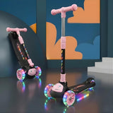 Foldable Kick Scooter for Kids with LED Light Wheels | Skating Cycle Style Scooter with Adjustable Handle & Foldable Design Lightweight Ride-On Toy for Boys & Girls Outdoor Toy (Random Color)