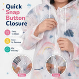 Kids Printed Raincoat for Boys & Girls, Hooded Waterproof Rain Coat with Full Sleeves and Front Button Closure for 8-11 Years Girls and Boys, Child Height 110–130 cm