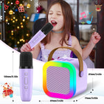 Portable Karaoke Machine for Kids Adults, Portable Bluetooth Mini Karaoke Microphone Singing Speaker with 2 Wireless Mic and Light,Gifts , Multi Color Random Color