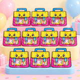 Birthday Return Gift Bags for Kids, Cartoon Backpack Goodie Bags, 24 x 25 cm, Sliding Lock Pouches with Handle, Standing Bottom & Clear Window for Party Favours, Toys & Candies