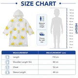 Kids Printed Raincoat for Boys & Girls, Hooded Waterproof Rain Coat with Full Sleeves and Front Button Closure for 8-11 Years Girls and Boys, Child Height 110–130 cm