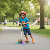 Light and Sound Musical  Foldable Kick Scooter for Kids with LED Light Wheels | Skating Cycle Style Scooter with Adjustable Handle & Foldable Design | Lightweight Ride-On Toy for Boys & Girls (Random Color)