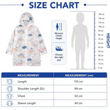 Kids Printed Raincoat for Boys & Girls, Hooded Waterproof Rain Coat with Full Sleeves and Front Button Closure for 8-11 Years Girls and Boys, Child Height 110–130 cm