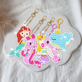 DIY Diamond Painting Keychain Making Kit for Kids, Make 15 Acrylic Gem Art Keychains, Mermaid & Sea Theme 5D Diamond Art Craft Activity Kit, Creative Birthday Gift for Girls 6+ Years