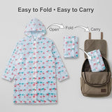 Kids Printed Raincoat for Boys & Girls, Hooded Waterproof Rain Coat with Full Sleeves and Front Button Closure for 8-11 Years Girls and Boys, Child Height 110–130 cm
