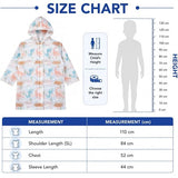 Kids Printed Raincoat for Boys & Girls, Hooded Waterproof Rain Coat with Full Sleeves and Front Button Closure for 8-11 Years Girls and Boys, Child Height 110–130 cm