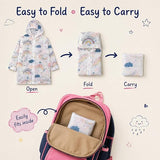 Kids Printed Raincoat for Boys & Girls, Hooded Waterproof Rain Coat with Full Sleeves and Front Button Closure for 8-11 Years Girls and Boys, Child Height 110–130 cm