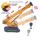 Friction Crane Toys for Boys - 1:55 Model Construction Toy with Straight Boom Arm, Movable Hook & 360° Rotation | Push & Go Toy Truck for Kids Age 3+ | Multicolor