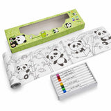 Space, Sea & Panda Theme Colouring Roll for Kids with 6 Acrylic Pens, 26 x 300 cm Extra Long Drawing & Coloring Paper Roll, Graffiti Art Colouring Scroll, Creative Coloring Activity for Boys & Girls
