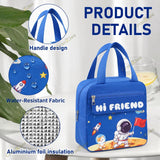 Cartoon Print Insulated Lunch Bag with Cutlery Pocket for Kids