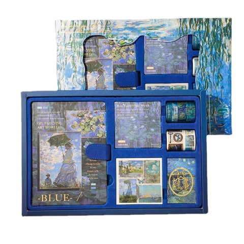 Scrapbooking Kit with Vintage Oil Painting Notebook (196 Sheets), Washi Tapes, PET Stickers, Note Papers & Bookmark – Aesthetic Journaling Set for Teen Girls & Women – B6 Size