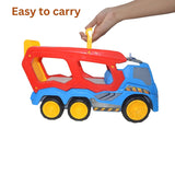 Jumbo Transport Truck Toy for Kids | Big 2-Layer Carrier with Light & Sound | Includes Helicopter, Aeroplane & 2 Cars | Friction Powered Mega Hauler Vehicle Playset, Multi Color