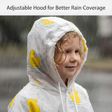 Kids Printed Raincoat for Boys & Girls, Hooded Waterproof Rain Coat with Full Sleeves and Front Button Closure for 8-11 Years Girls and Boys, Child Height 110–130 cm