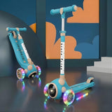 Light and Sound Musical  Foldable Kick Scooter for Kids with LED Light Wheels | Skating Cycle Style Scooter with Adjustable Handle & Foldable Design | Lightweight Ride-On Toy for Boys & Girls (Random Color)