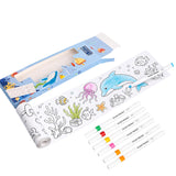 Space, Sea & Panda Theme Colouring Roll for Kids with 6 Acrylic Pens, 26 x 300 cm Extra Long Drawing & Coloring Paper Roll, Graffiti Art Colouring Scroll, Creative Coloring Activity for Boys & Girls