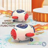 Space Rocket Baby Toy, Infant Tummy Time Toys for 3-6 Months, Interactive Crawling Rocket with Music, Lights, Water Steam, Star Projection for 6-12, 12-18 Month Toddlers Birthday Gifts