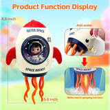 Space Rocket Baby Toy, Infant Tummy Time Toys for 3-6 Months, Interactive Crawling Rocket with Music, Lights, Water Steam, Star Projection for 6-12, 12-18 Month Toddlers Birthday Gifts