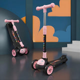 Foldable Kick Scooter for Kids | Skating Cycle Style Scooter with Adjustable Handle & Foldable Design Lightweight Ride-On Toy for Boys & Girls Outdoor Toy (Random Color )