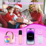 Portable Karaoke Machine for Kids Adults, Portable Bluetooth Mini Karaoke Microphone Singing Speaker with 1 Wireless Mic and Light,Gifts , Random Colors