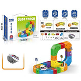 51 Pcs DIY Electric Train Track Set for Kids | 3D Flexible Cube Railway Building Toy with Loops, Curves & Bridges | USB Rechargeable Train | STEM Construction Toy for Boys & Girls Ages 3+