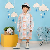 Kids Printed Raincoat for Boys & Girls, Hooded Waterproof Rain Coat with Full Sleeves and Front Button Closure for 8-11 Years Girls and Boys, Child Height 110–130 cm