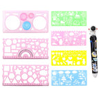 Creative Gift Designer Kawaii Spiral Spirograph Geometric Ruler Drafting Tools Art& Craft Sets School Stationery Return Gift for Children Kids Students Birthday -Pack of 1 (7+1 items)
