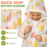 Kids Printed Raincoat for Boys & Girls, Hooded Waterproof Rain Coat with Full Sleeves and Front Button Closure for 8-11 Years Girls and Boys, Child Height 110–130 cm