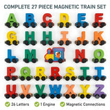 Wooden Magnetic Alphabet Train Toy for Kids | 27 Piece ABC Letter Train with Engine | Montessori & STEM Learning Educational Toy | Wooden Alphabet Train for Toddlers & Preschool Kids