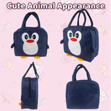 Kids Lunch Bag | Insulated Waterproof Tiffin Bag for School | Leakproof Nylon Lunch Box Bag for Kids Boys & Girls | Cartoon Design with Back Pocket  | Lightweight & Durable (Blue/Black)