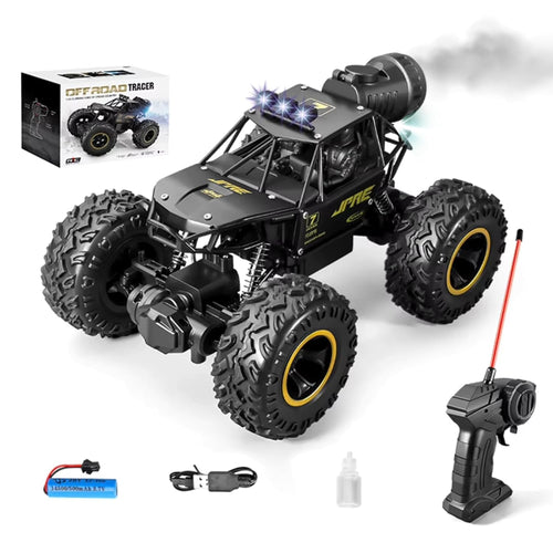1:16 Remote Control Car - 2WD Light and Smoke Mist Car | Monster Truck with Rechargeable Battery | 4 Wheels Climb Off Road High Speed | Car Toys for Kids - Rock Crawler - Random Colors