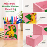 Wooden Pen Stand for Kids, Colourful Pencil Holder & Desk Stationery Organiser, Birthday Return Gifts and Party Favours for Boys and Girls 6-10 years old, Kanjak Gifts