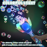 Electric Bubble Stick for Kids - Automatic Bubble Machine, 10,000 Bubbles, Light-Up Flower Bubble Wand for Summer Outdoor Parties, Weddings (Multicolor)