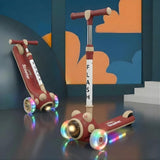Light and Sound Musical  Foldable Kick Scooter for Kids with LED Light Wheels | Skating Cycle Style Scooter with Adjustable Handle & Foldable Design | Lightweight Ride-On Toy for Boys & Girls (Random Color)