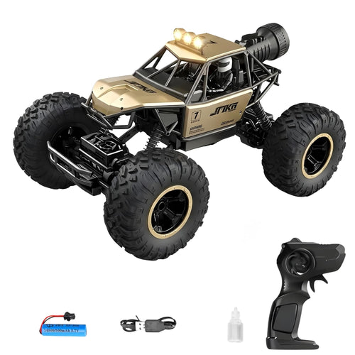 1:12 Scale 2.4Ghz Rechargeable Remote Control 4WD Alloy Off Road All Terrain Rock Crawler Toy Car, inbuilt with Booster Spray Function and Long Battery Life for Kids Adults