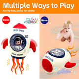Space Rocket Baby Toy, Infant Tummy Time Toys for 3-6 Months, Interactive Crawling Rocket with Music, Lights, Water Steam, Star Projection for 6-12, 12-18 Month Toddlers Birthday Gifts