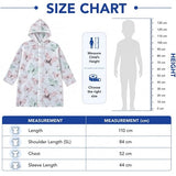 Kids Printed Raincoat for Boys & Girls, Hooded Waterproof Rain Coat with Full Sleeves and Front Button Closure for 8-11 Years Girls and Boys, Child Height 110–130 cm
