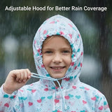 Kids Printed Raincoat for Boys & Girls, Hooded Waterproof Rain Coat with Full Sleeves and Front Button Closure for 8-11 Years Girls and Boys, Child Height 110–130 cm