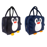 Kids Lunch Bag | Insulated Waterproof Tiffin Bag for School | Leakproof Nylon Lunch Box Bag for Kids Boys & Girls | Cartoon Design with Back Pocket  | Lightweight & Durable (Blue/Black)