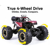 1:12 Scale 2.4Ghz Rechargeable Remote Control 4WD Alloy Off Road All Terrain Rock Crawler Toy Car, inbuilt with Booster Spray Function and Long Battery Life for Kids Adults