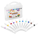 Acrylic Marker Pens Set | 12 Shades Multi-Surface Paint Markers for Rock, Wood, Glass, Ceramic & Fabric Painting | Art Craft, Calligraphy, Doodling, Sketching & DIY Projects