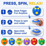 3D Printed Press to Spin Fidget Stress Ball | 360° Smooth Rotation Sensory Fidget Spinner | Birthday Return Gifts for Kids | Party Favours | Desk Fidget Toy for Teens & Adults Set