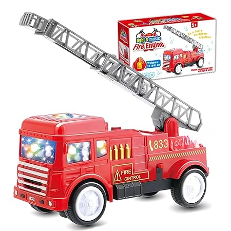 Fire Rescue Truck Toy with Light & Sound | 360° Rotating Ladder & Bump and Go Action | Fire Engine/Fire Brigade Truck Toy for Kids Boys Aged 3, 4, 5, 6 Years Old | Battery Operated