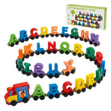 Wooden Magnetic Alphabet Train Toy for Kids | 27 Piece ABC Letter Train with Engine | Montessori & STEM Learning Educational Toy | Wooden Alphabet Train for Toddlers & Preschool Kids