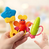 3-Piece Baby Rattles & Teether Set | Soft Newborn Sensory Toys for 0 Months+ | Lightweight Star, Butterfly & Silicone Teether for Infant Play and Early Development