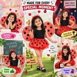 Ladybug & Bee Fancy Dress Costume for Girls with Wings & Skirt, Ages 3–6