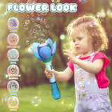 Electric Bubble Stick for Kids - Automatic Bubble Machine, 10,000 Bubbles, Light-Up Flower Bubble Wand for Summer Outdoor Parties, Weddings (Multicolor)