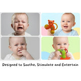 Colourful Baby Rattles & Teethers Set (Pack of 4 with Shake Ball) | Newborn Sensory Toy Set for 0 Months+ | Soft Infant Rattle Toys for Early Development  Non-Toxic Plastic Infant Toy Gift Set