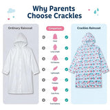 Kids Printed Raincoat for Boys & Girls, Hooded Waterproof Rain Coat with Full Sleeves and Front Button Closure for 8-11 Years Girls and Boys, Child Height 110–130 cm