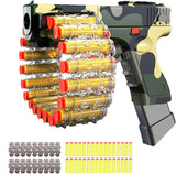 Glock Toy Gun for Kids | Manual | Long-Range with Magazine | Continuous Shoot  | Soft Foam Bullet Gun With 20 Bullets and 18 Chain Magazin- Random Colors