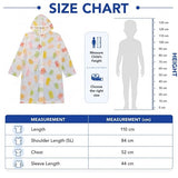 Kids Printed Raincoat for Boys & Girls, Hooded Waterproof Rain Coat with Full Sleeves and Front Button Closure for 8-11 Years Girls and Boys, Child Height 110–130 cm